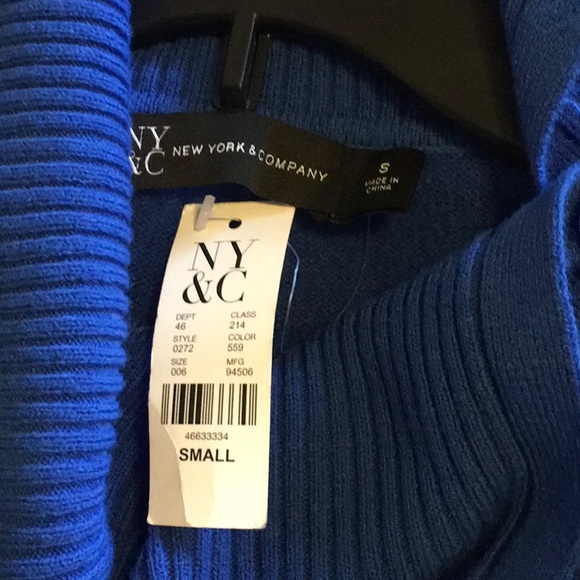 New with tags, small, New York and Company. Electric blue long sweater - Picture 2 of 2
